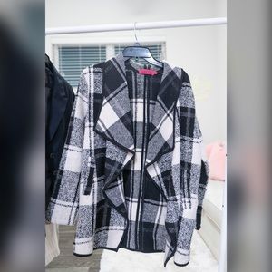 Boohoo Faux Wool Plaid Coat